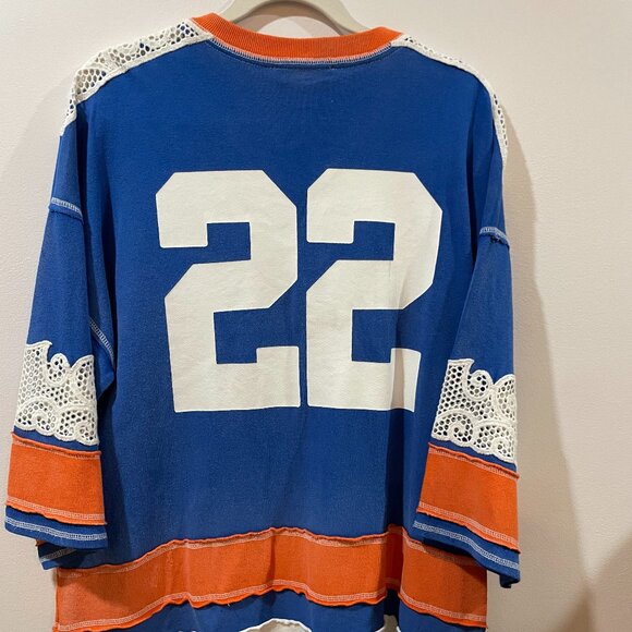 NWT $148 Free People We The Free Stanley Tee Sweatshirt Crochet Embroidered Sm - Picture 6 of 8